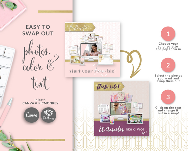 15+ Freebie Promo Square Templates - Blush Pink and Gold Edition