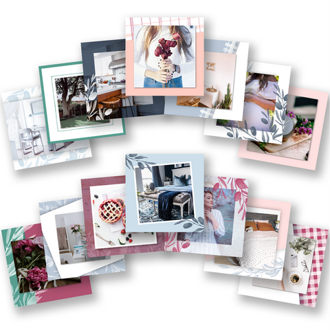 Simple Squares Template Pack - Olive Branches + Preppy Theme