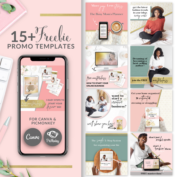 15+ Freebie Promo Square Templates - Blush Pink and Gold Edition